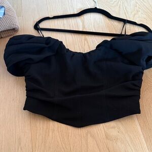 A.L.C. Black Off the Shoulder Cropped Women's top